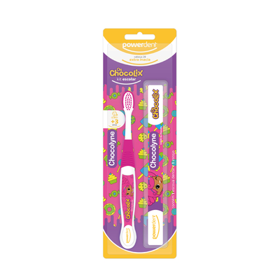 imagem do produto Kit Escolar Escova De Dentes Infantil + Estojo  Infantil Chocolix, +3 Anos - Rosa